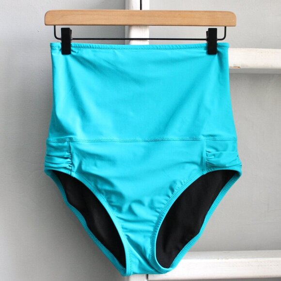 Lands' End Women's Aqua Slender Ultra High-Waist Bikini Bottoms Size 10 - Picture 1 of 6